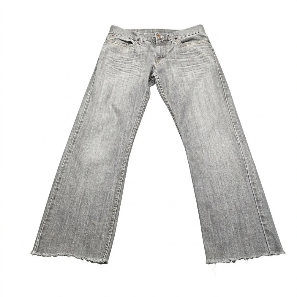 Levi's 514 Slim Straight Jeans‎ Mens Gray Denim Cut Off Raw Hem Gray 34 x 27